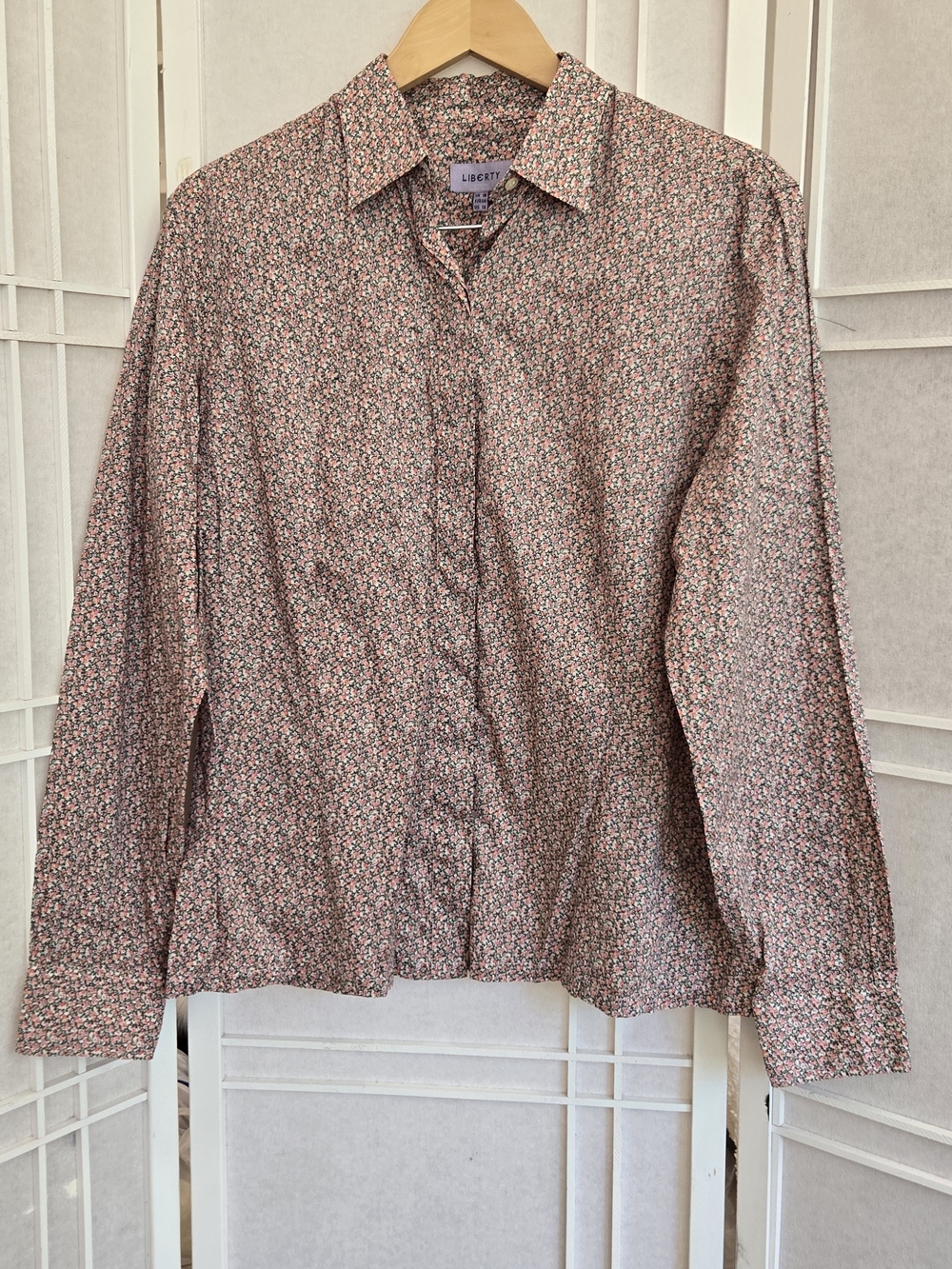 liberty Blush Tiny Floral Button-Down Cotton Shirt